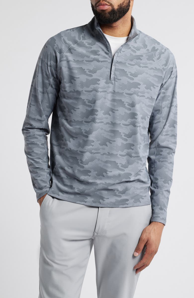 johnnie-O Talbert Waffle Camo Print Quarter Zip Pullover, Main, color, Thunder