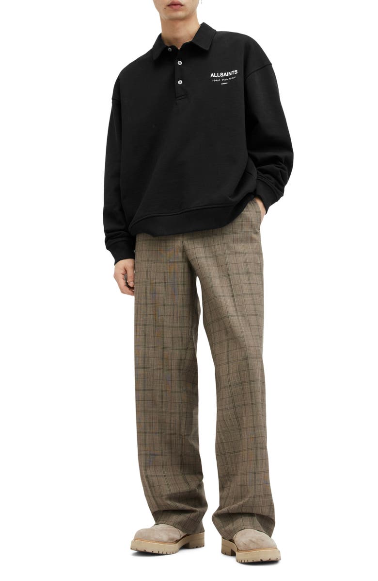 AllSaints Underground Long Sleeve Cotton Polo Sweatshirt, Alternate, color, 