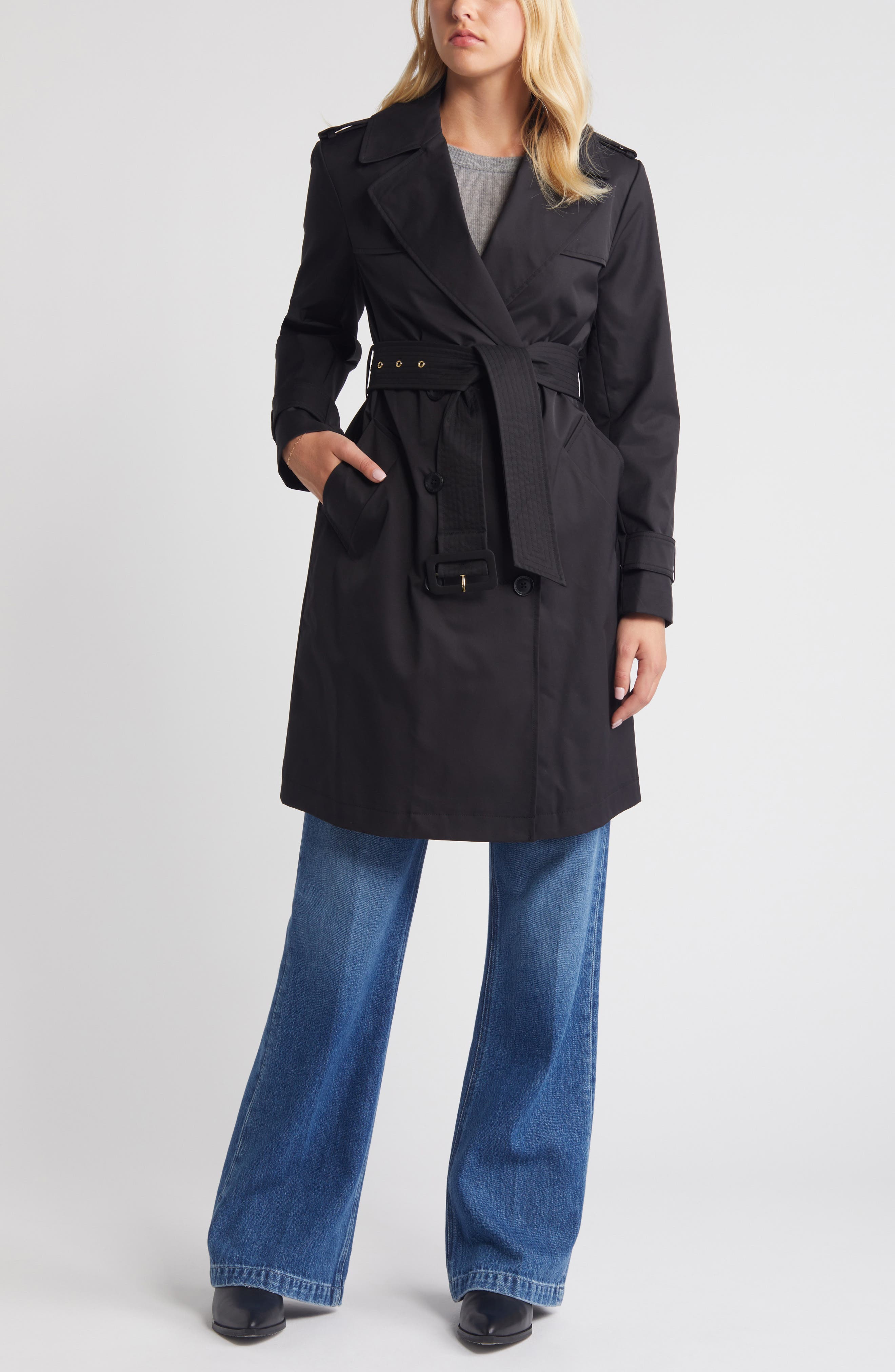 bcbg belted wrap coat