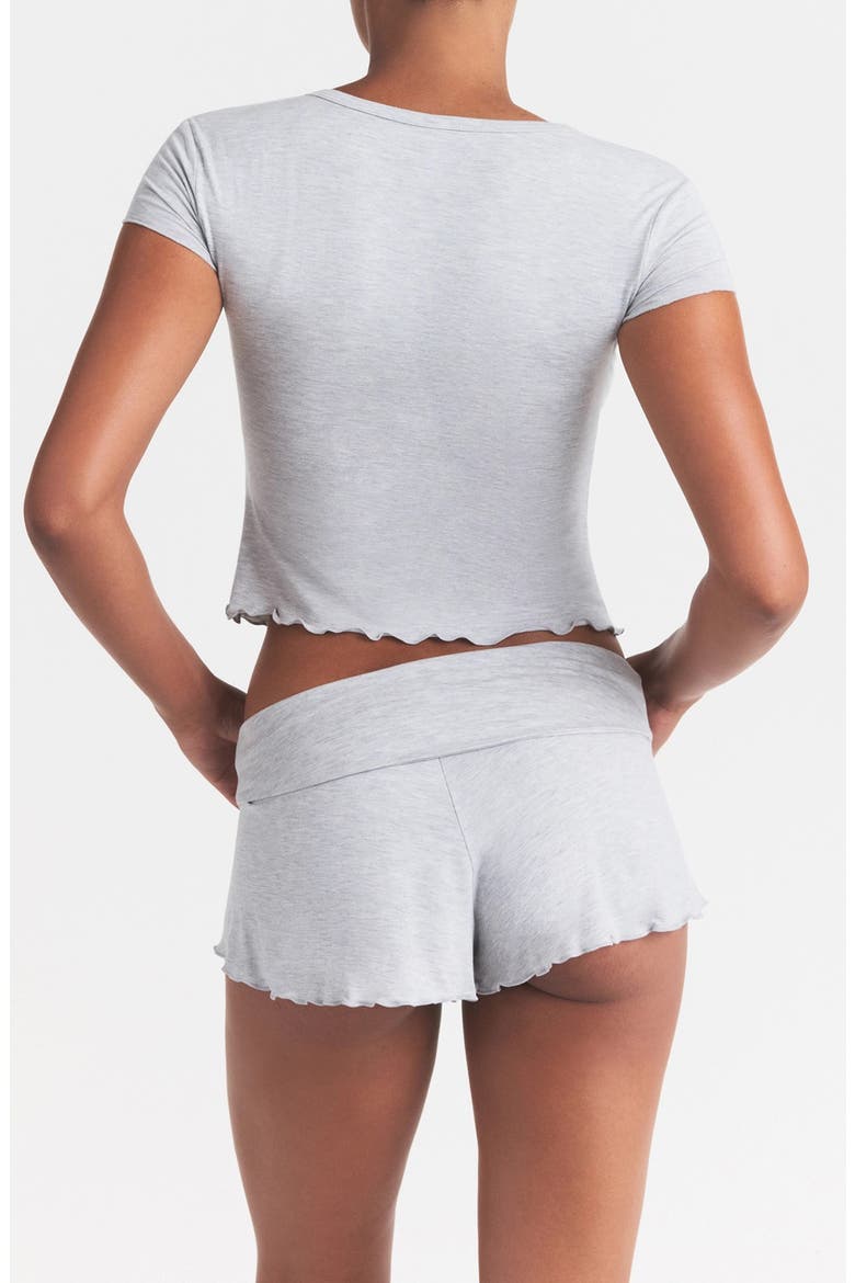 Henley & Foldover Shorts Set, Alternate, color, LIGHT HEATHER GREY