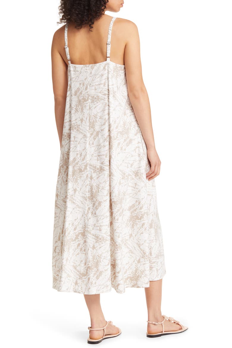 A-Line Midi Dress, Alternate, color, IVORY CLOUD- TAN SPLATTER