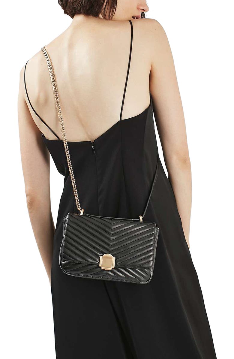 Topshop Quilted Crossbody Bag, Alternate, color,
