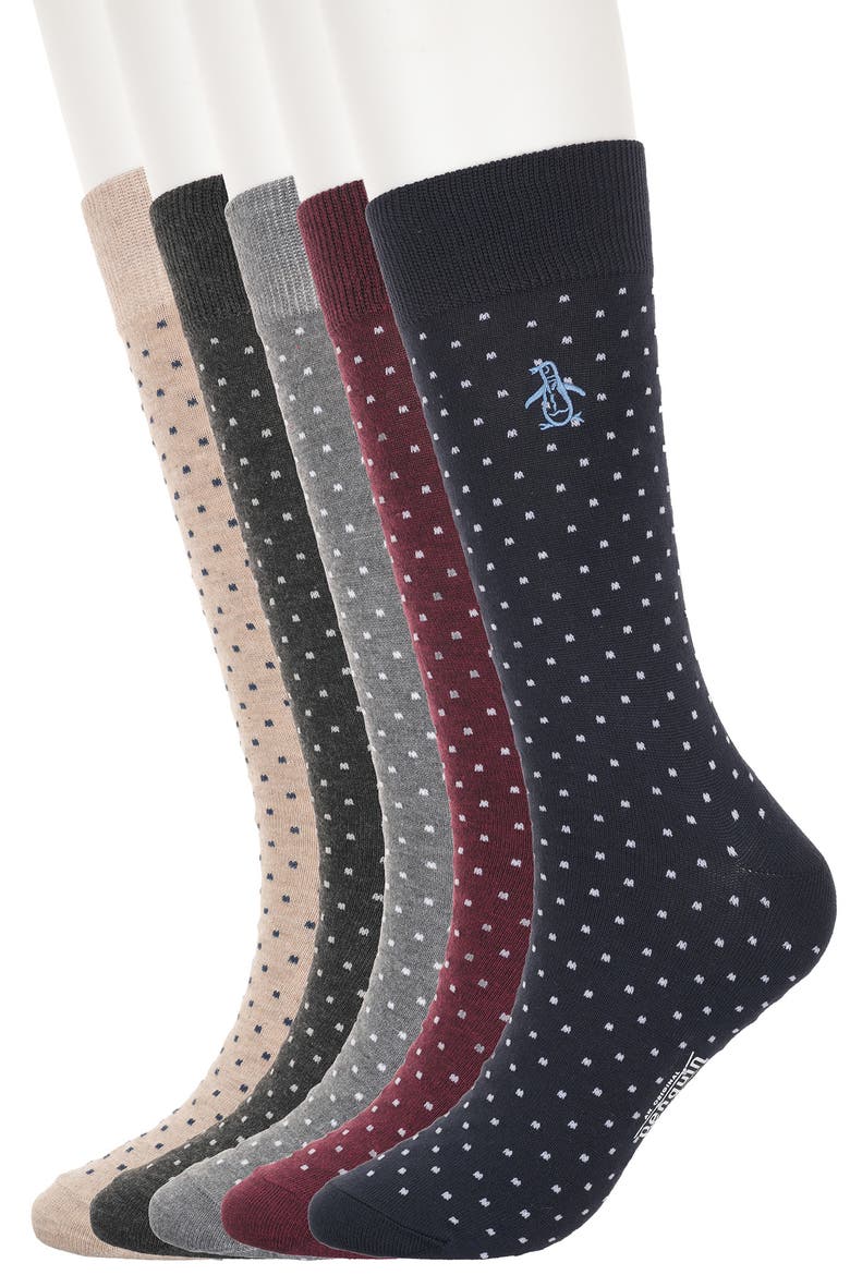 5-Pack Pindot Dress Socks, Main, color, NAVY