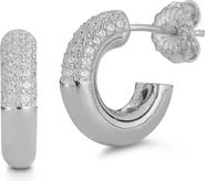 GLAZE JEWELRY Half Pavé Hoop Earrings