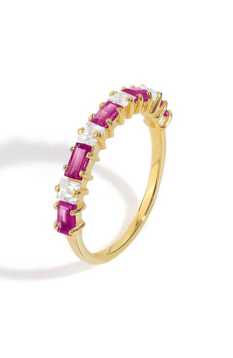 Garnet & White Topaz Band Ring