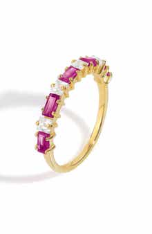 YS GEMS Garnet & White Topaz Band Ring