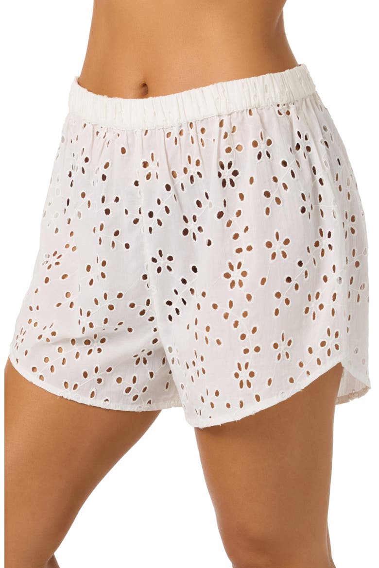 Pam Cotton Eyelet Cover-Up Shorts, Alternate, color, WHITE