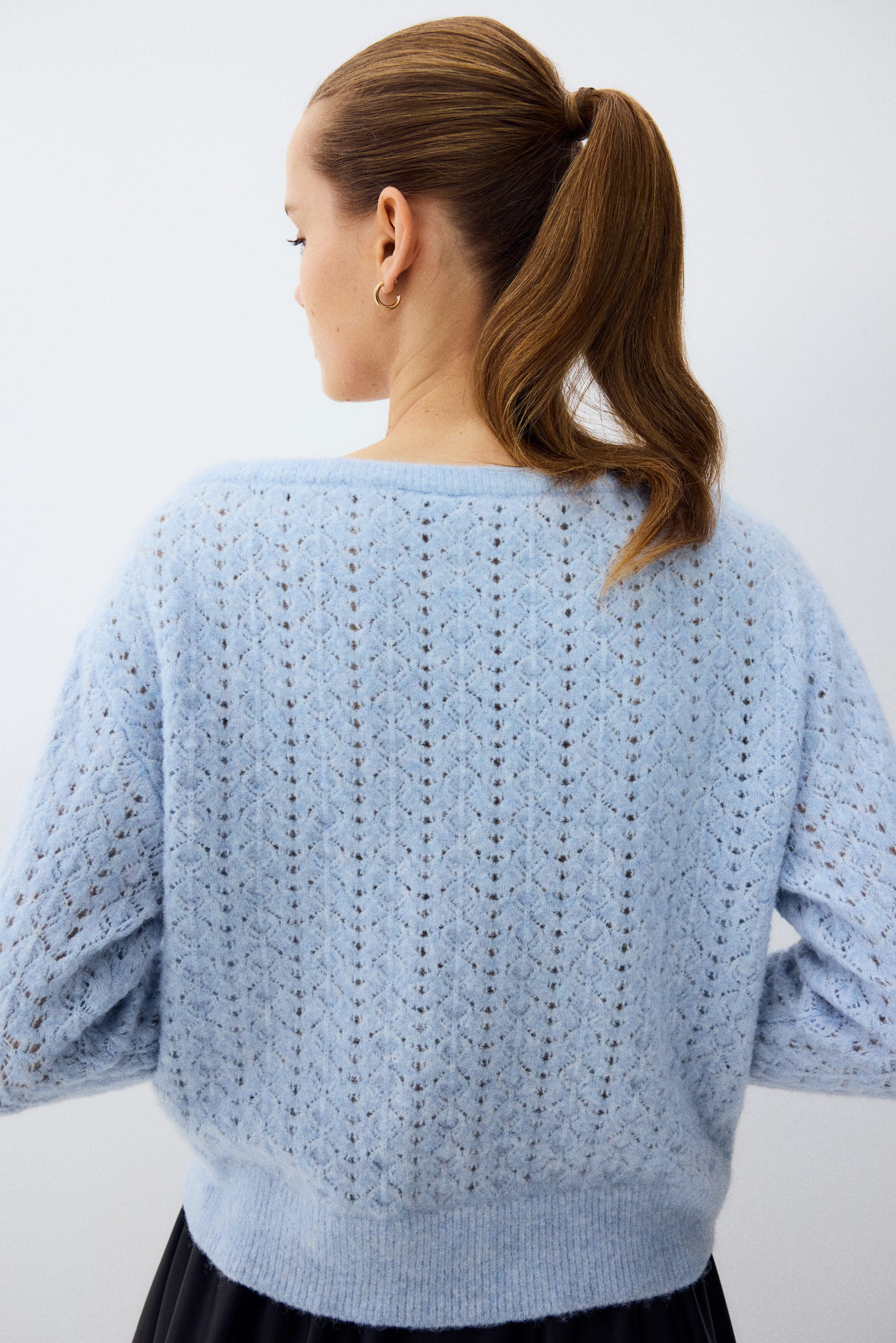 Pointelle-knit off-the-shoulder sweater - image 2