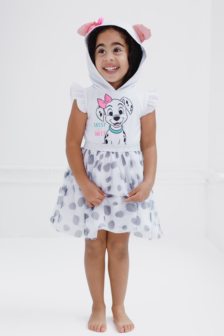 101 Dalmatians Penny Hooded Dress, Alternate, color, Penny White Black