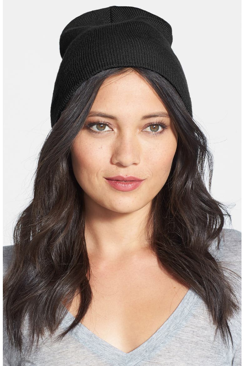 Knit Beanie, Main, color, BLACK