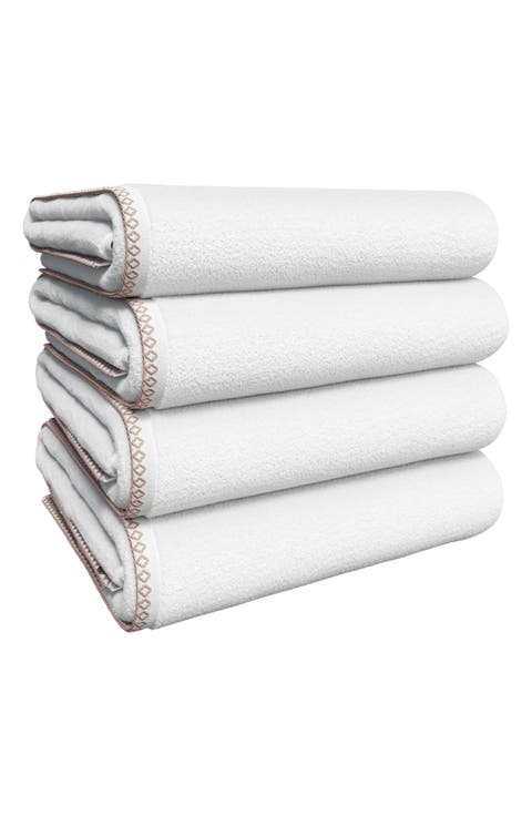 Border Stitch 4-Piece Cotton Bath Towels