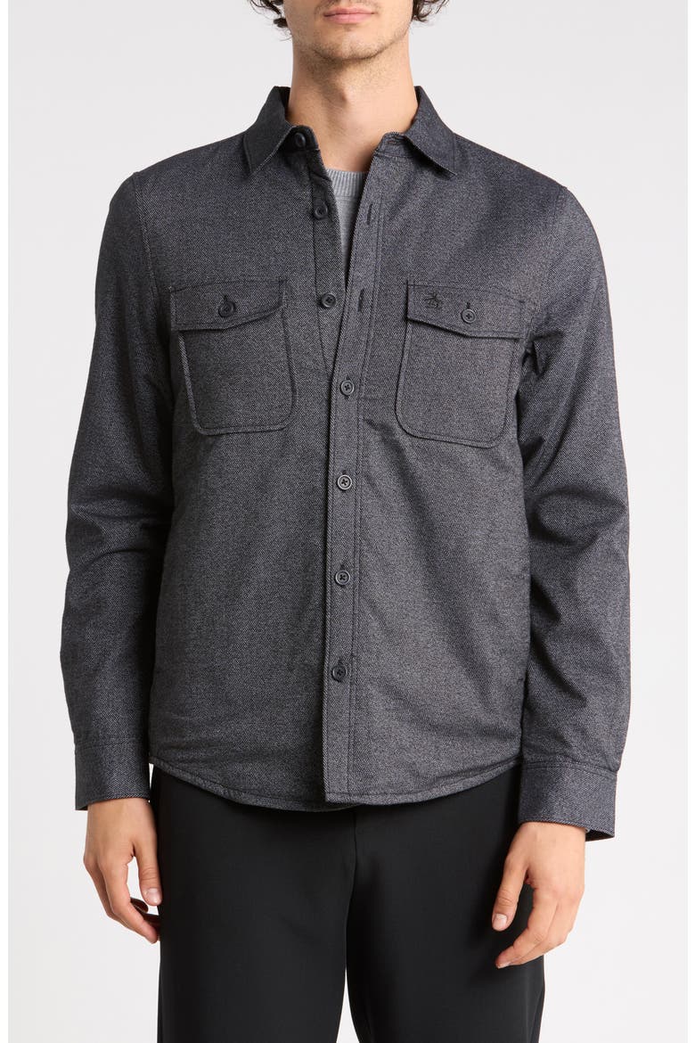 Heathered Shirt Jacket, Main, color, TRUE BLACK