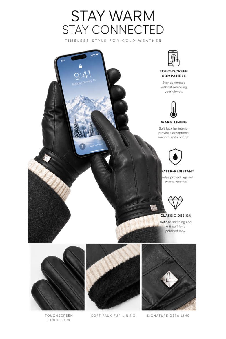 Touchscreen Lined Winter Gloves, Alternate, color, Midnight