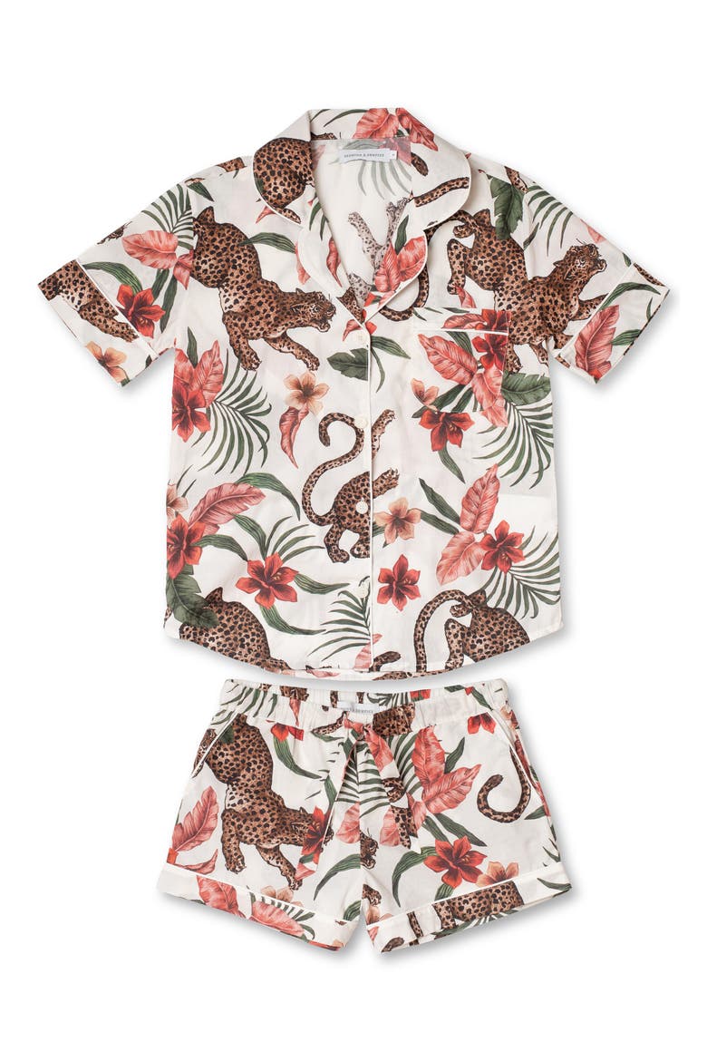 Print Cotton Short Pajamas, Alternate, color, CREAM