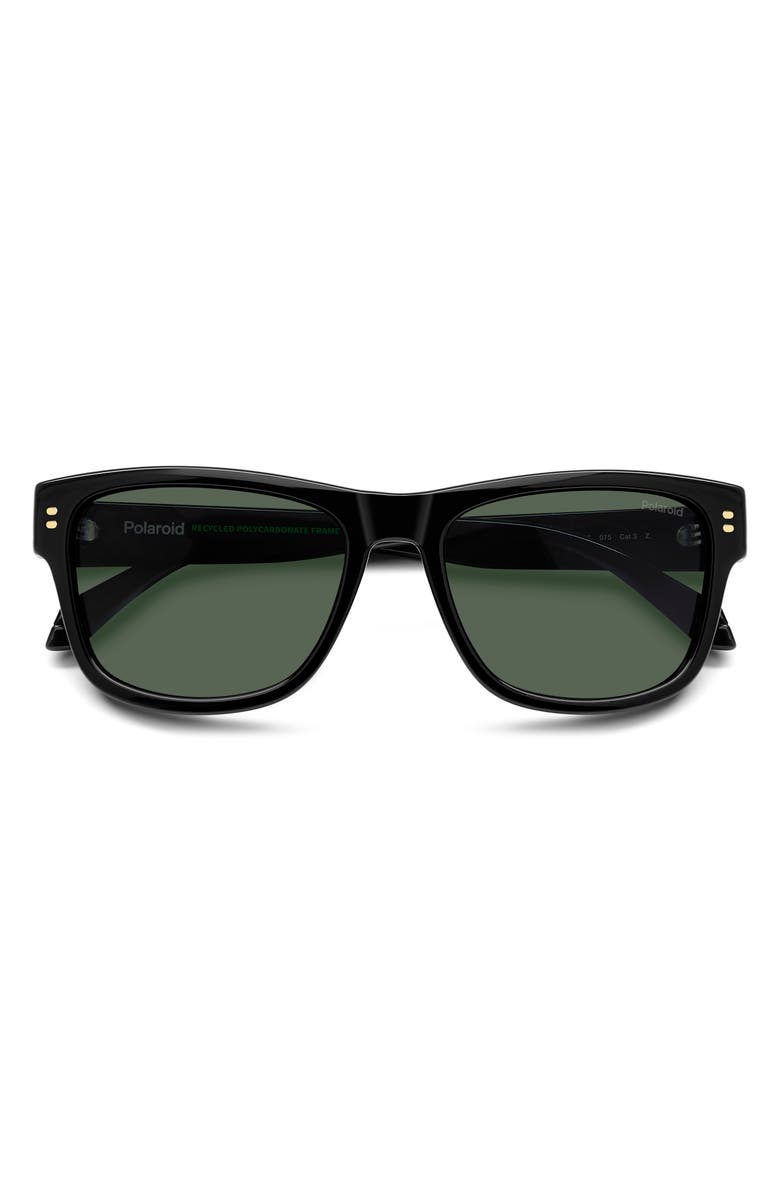 Polaroid 55mm Polarized Square Sunglasses, Main, color, Black/ Green Pz