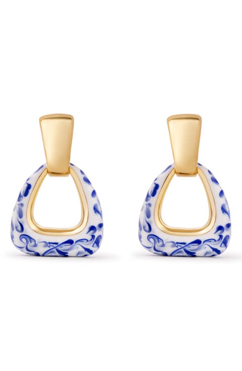 Dakota Enamel Door Knocker Drop Earrings