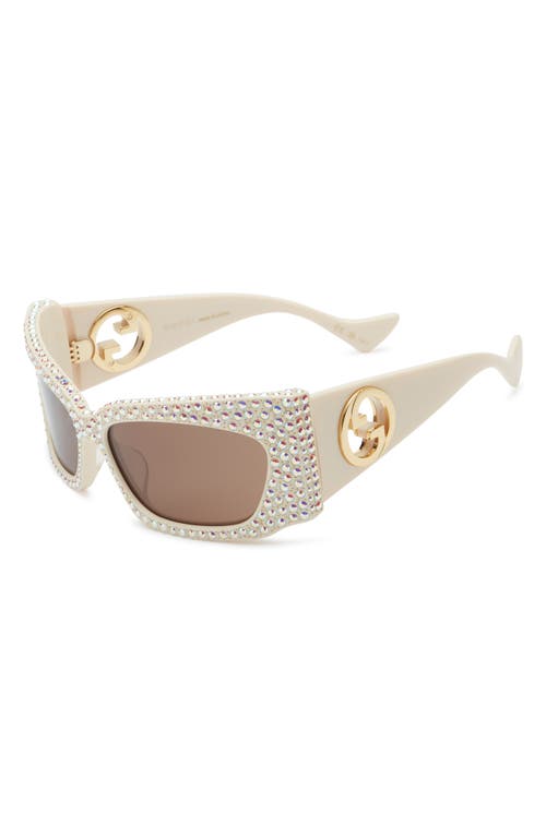 Gucci 62mm Rectangular Sunglasses In Neutral