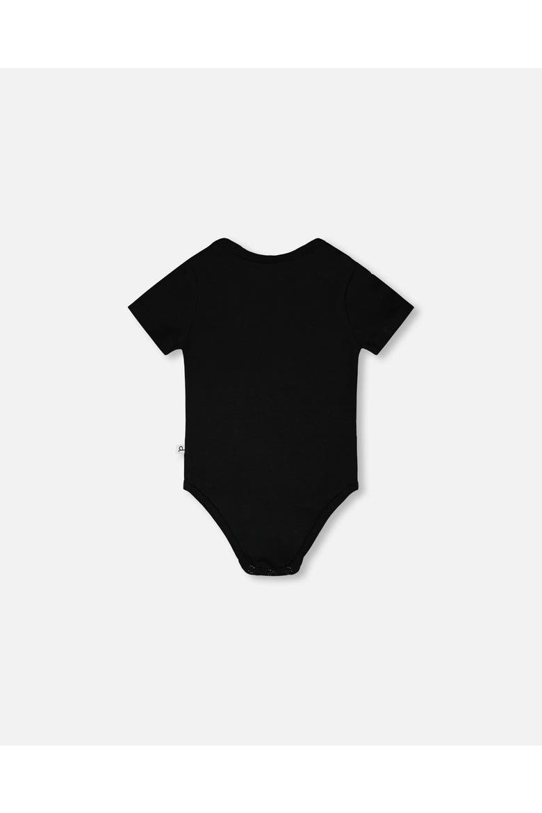 Evolutive Organic Cotton Jersey Printed Message Bodysuit, Alternate, color, Black