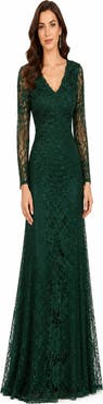 LARA New York Long Sleeve Beaded Maxi Gown