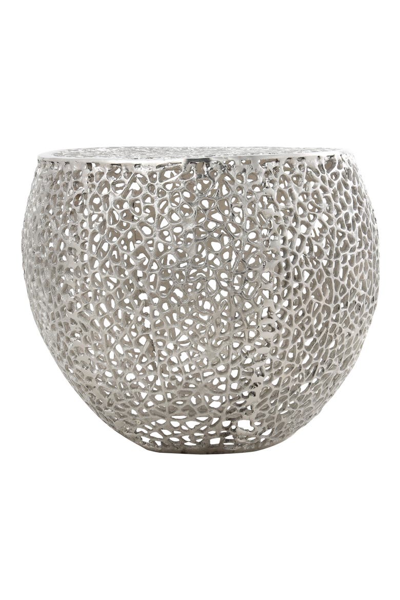 Openwork Metal Accent Table, Alternate, color, SILVER