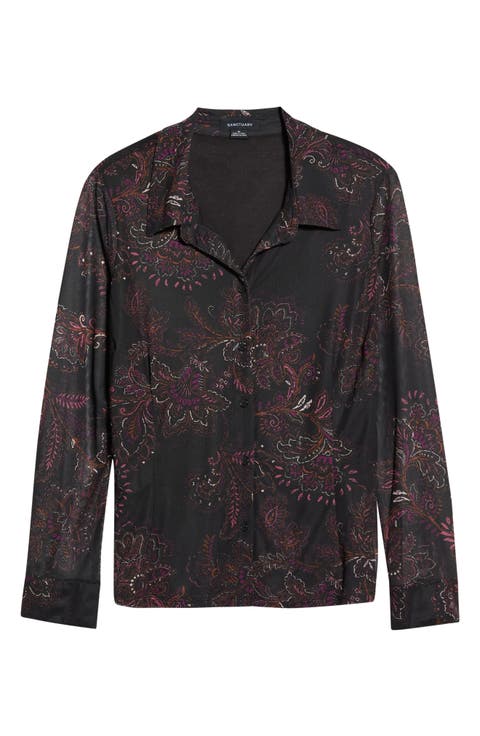 Fitted Mesh Button-Up Shirt