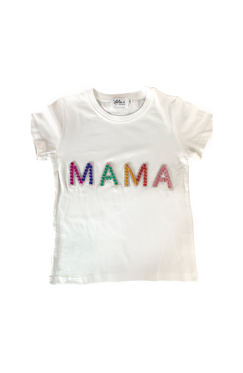 Lola + The Boys Women's Gems MAMA T-shirts, Main, color, White