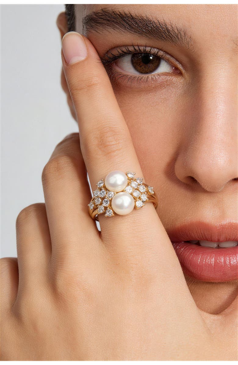 Classicharms Celeste Pearl Halo Ring, Alternate, color, Gold