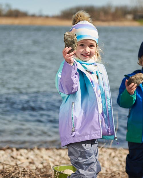 Deux Par Deux Little Girl's 3-in-1 Mid-season Outerwear Set Turquoise And Mauve Gradient In Turquoise And Mauve Gradient