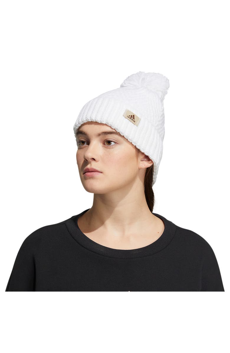 adidas Twilight Pompom Beanie, Alternate, color, White