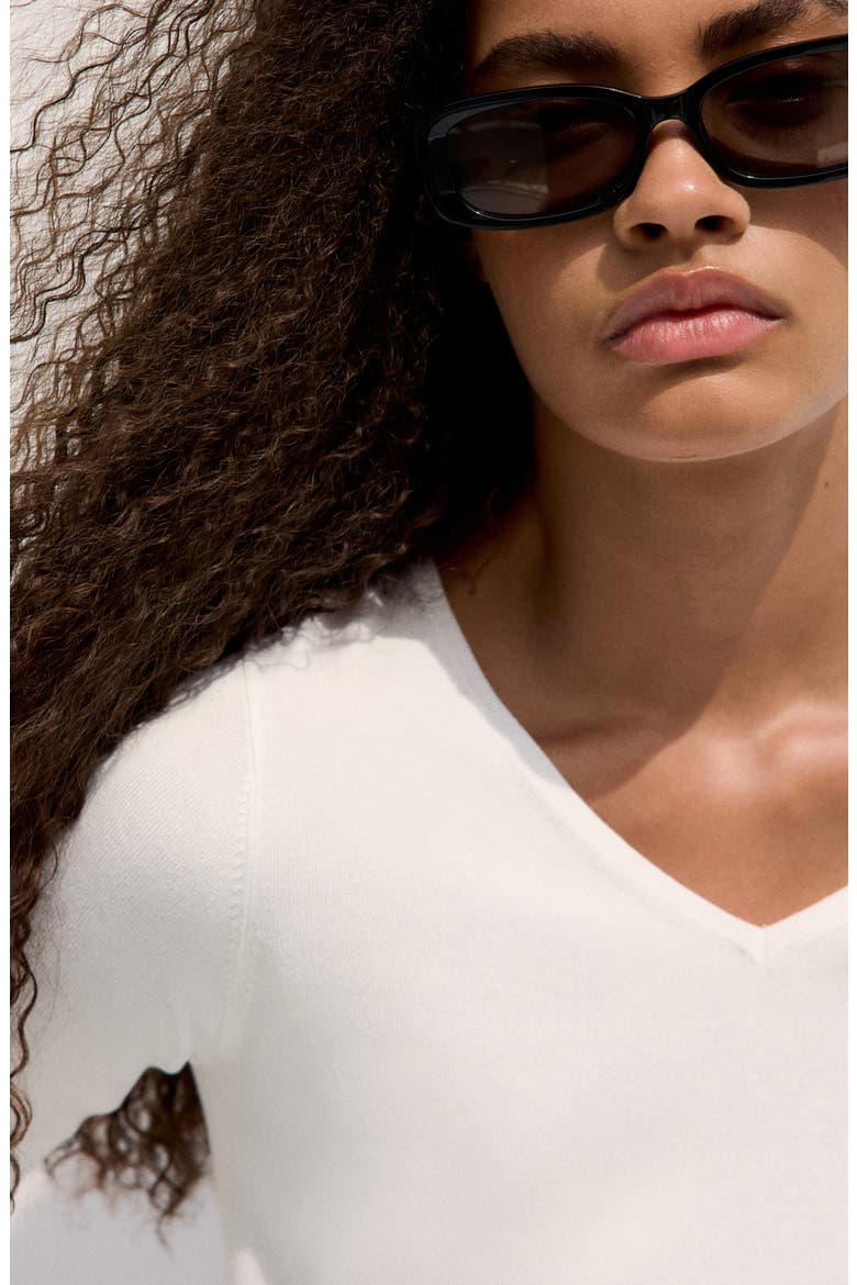 V-Neck Sweater, Alternate, color, WHITE