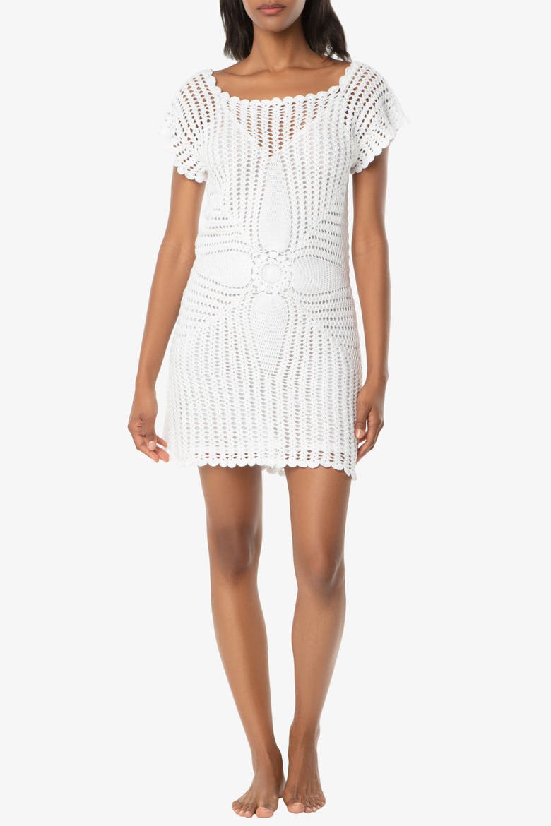 Starburst Crochet Dress, Main, color, White