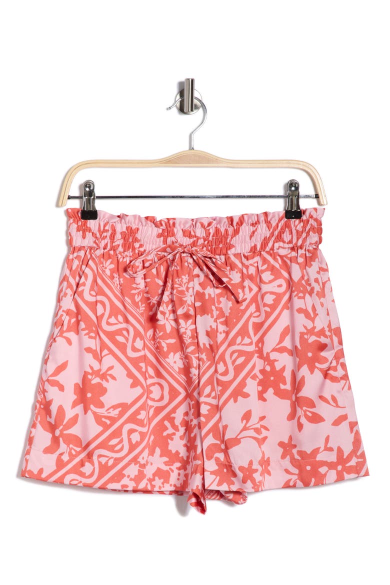 Belen Paperbag Shorts, Alternate, color, PINK TILE