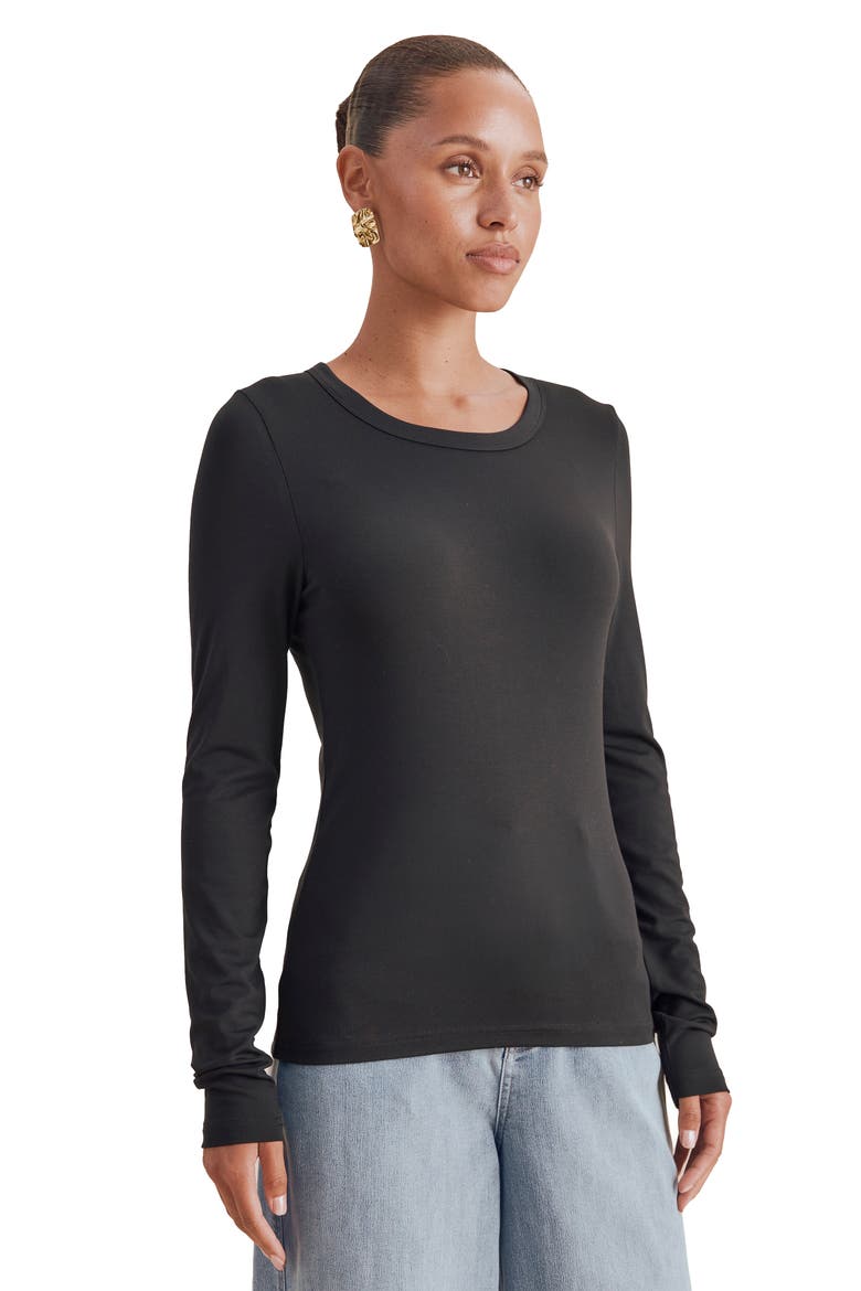 x @cellajaneblog Long Sleeve Layering T-Shirt, Alternate, color, BLACK