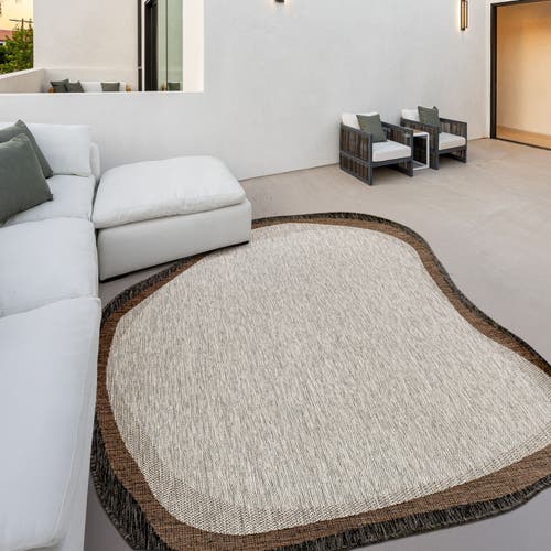 Jonathan Y Wyatt Modern Rustic Abstract Indoor/outdoor Shaped Area Rug In Gray/black