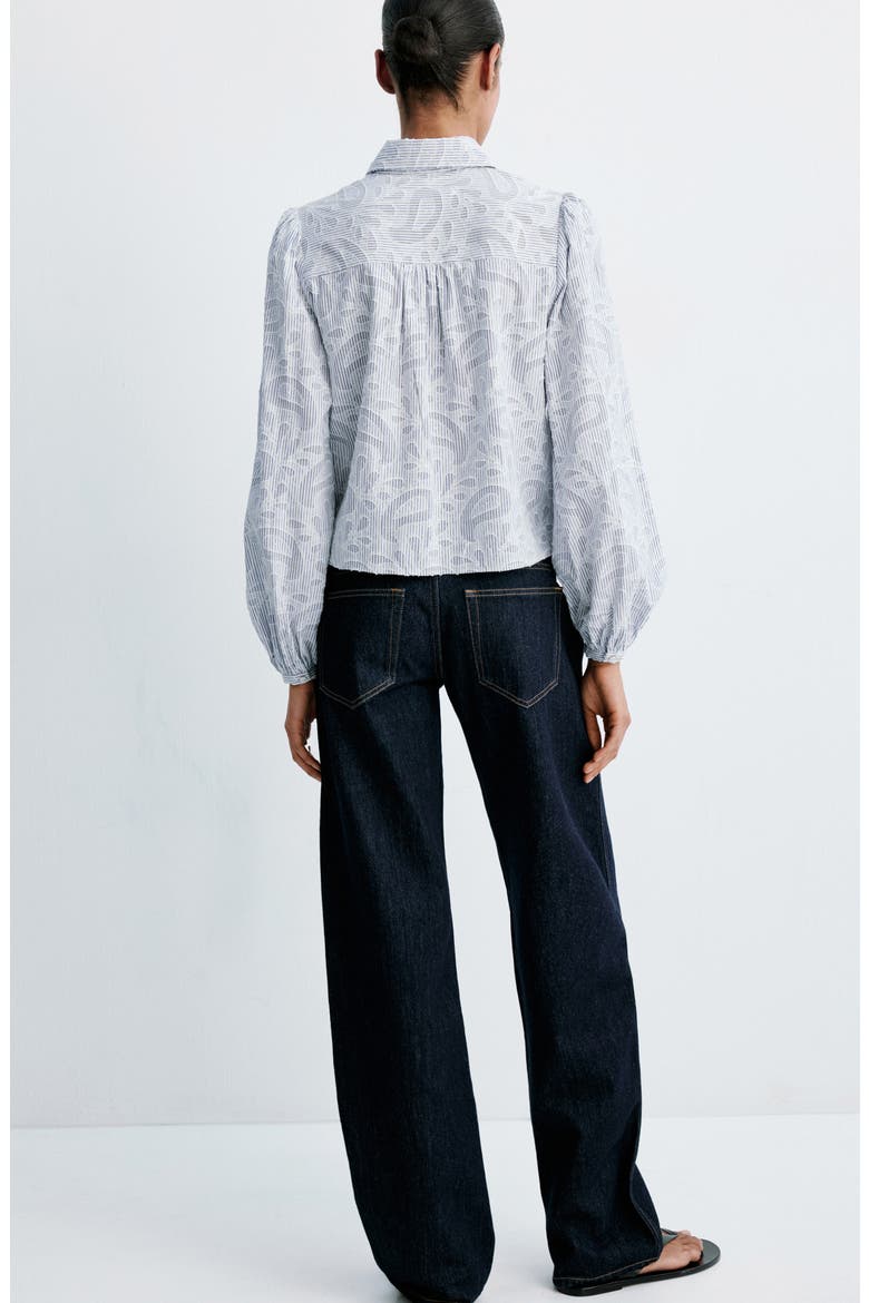 Embroidered Stripe Button-Up Shirt, Alternate, color, SKY BLUE
