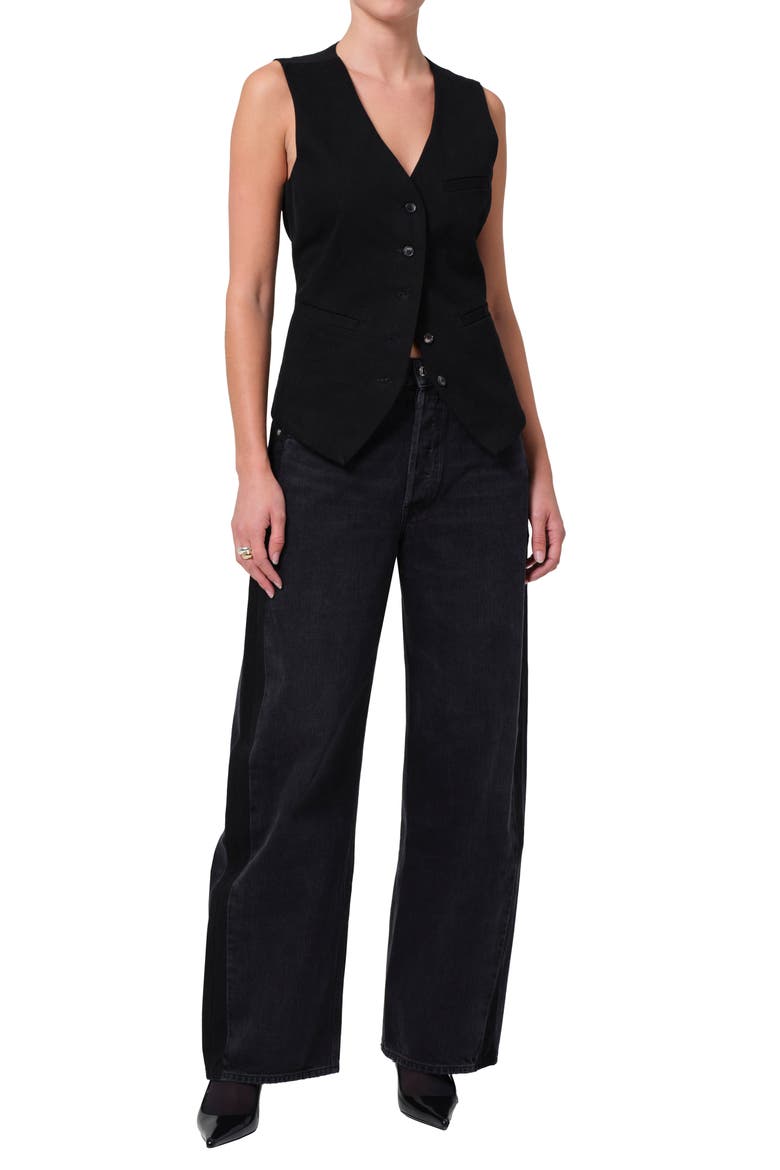 Jasmin Denim Longline Vest, Alternate, color, BLACK