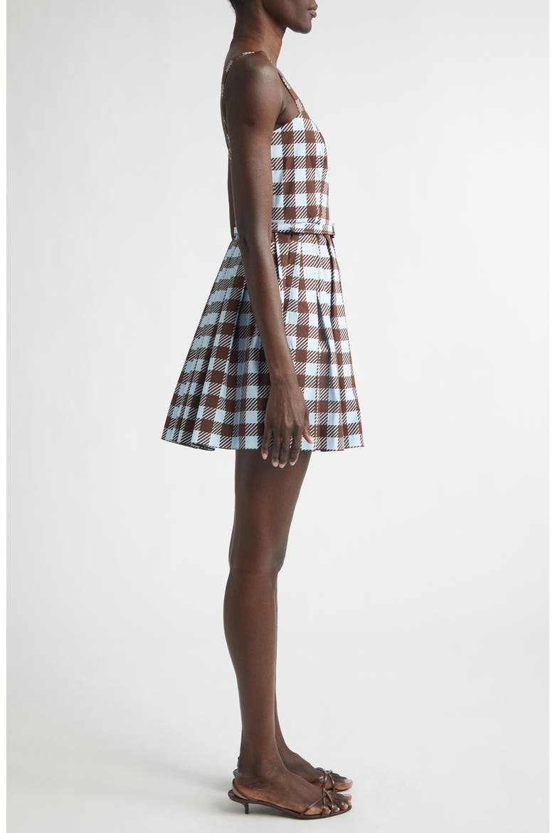 Gingham Cotton Stretch Poplin Fit & Flare Minidress, Alternate, color, ICE/ MAHOGANY