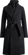Mackage Norita Belted Double Face Wool Coat with Wool Blend Bib
