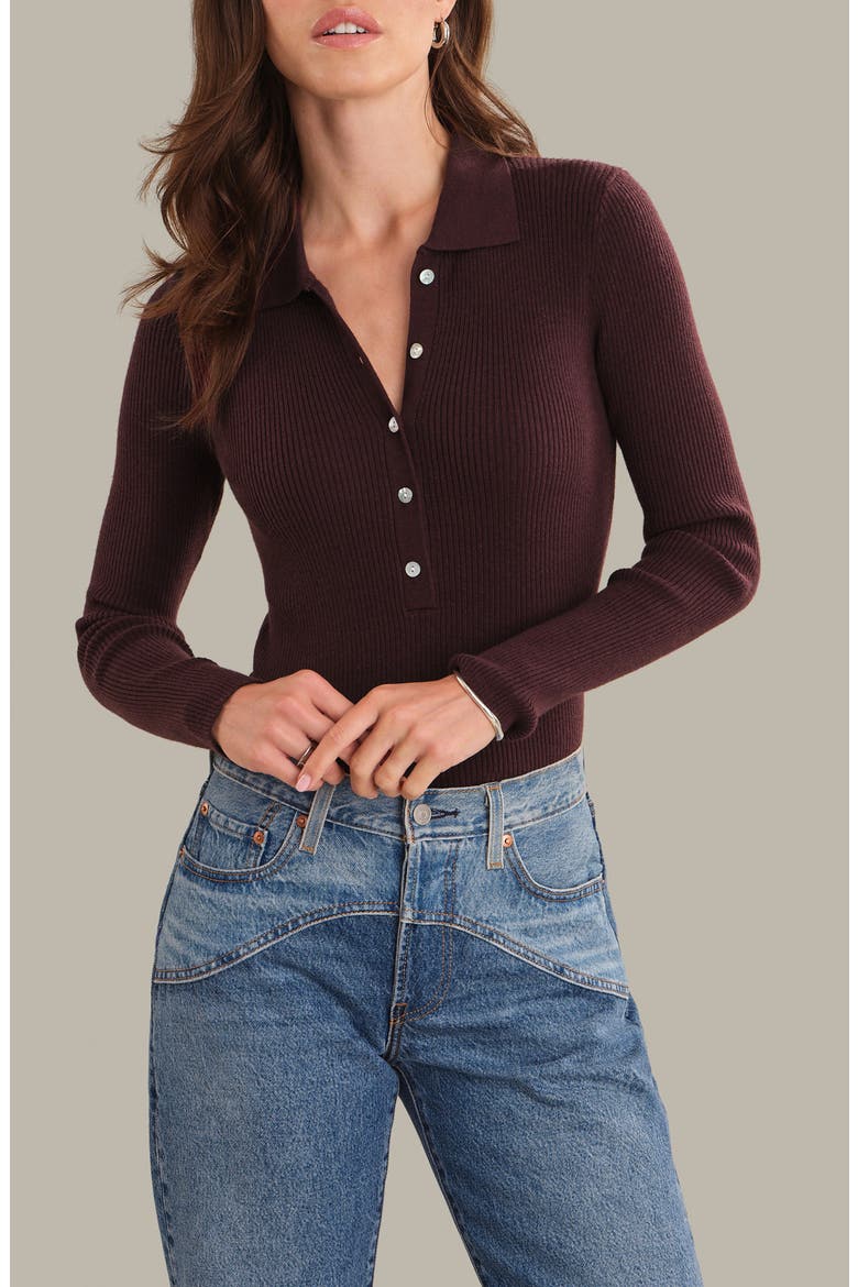 Ginny Collar Long Sleeve Henley Top, Main, color, OXBLOOD