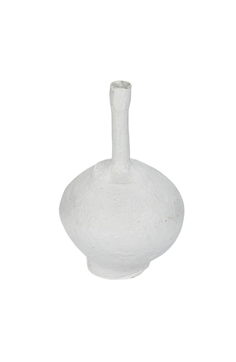 Storied Home Round Decorative Paper Mache Taper Holder with Tall Neck, Main, color, White