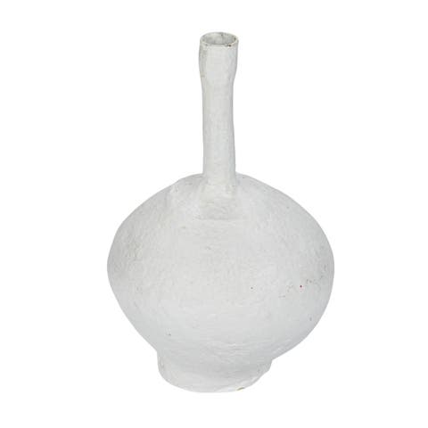Round Decorative Paper Mache Taper Holder with Tall Neck