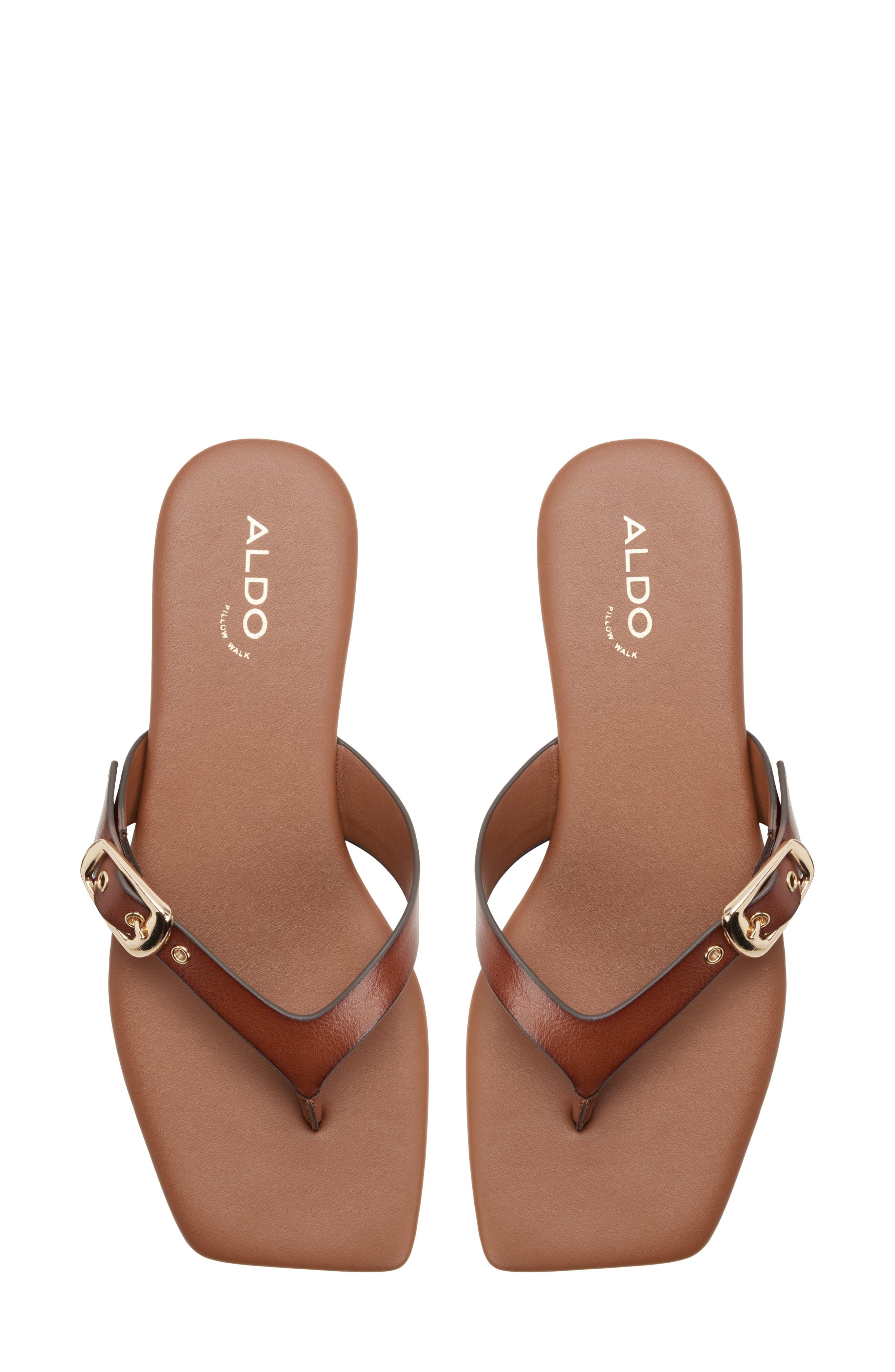 Leonnia Buckle Flip Flop, Alternate, color, MEDIUM BROWN