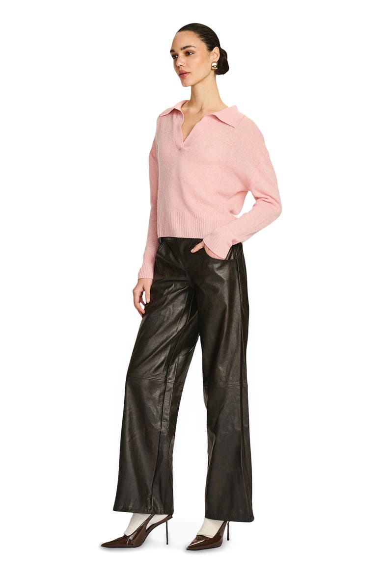 Featherweight Cashmere Polo Sweater, Alternate, color, Peony