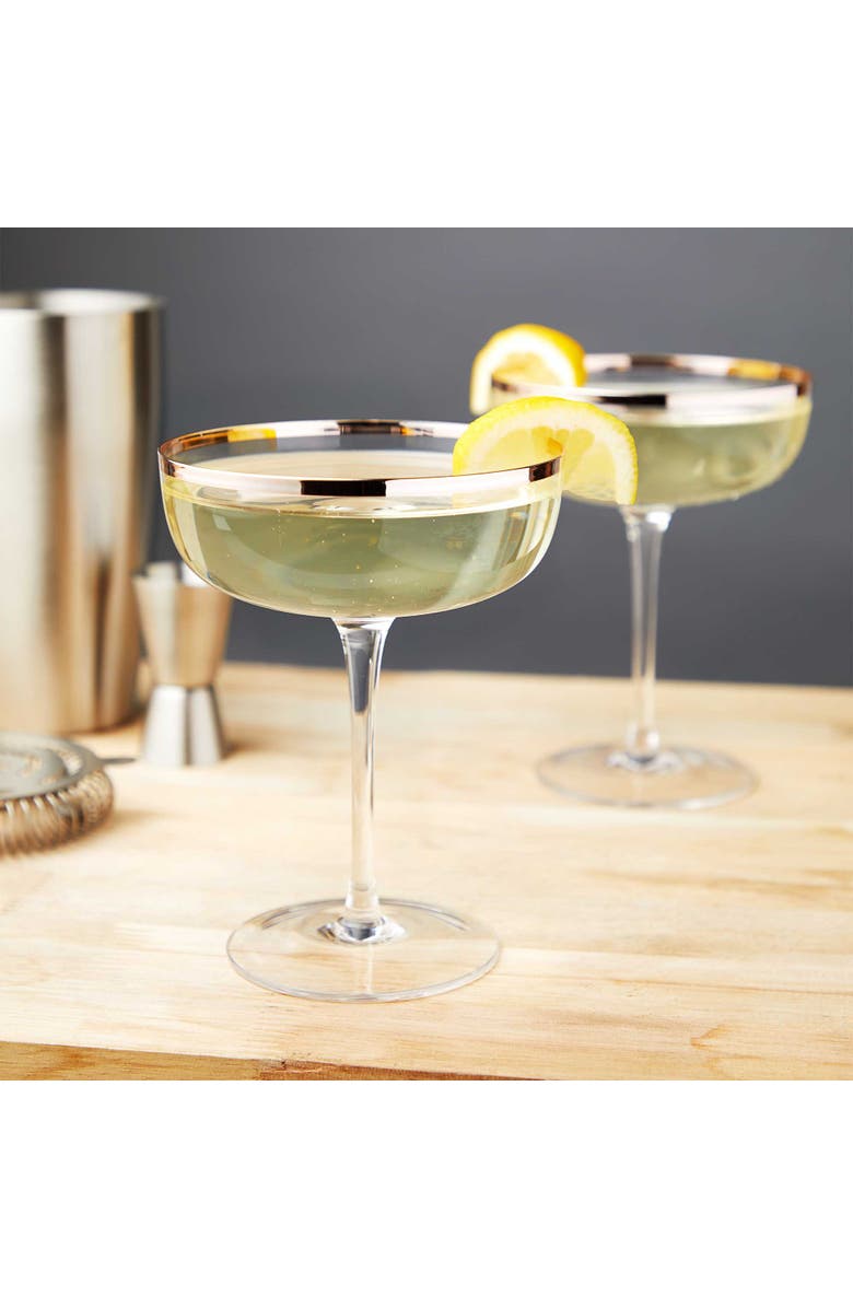 TWINE Copper Rim Crystal Coupes Set of 2, Alternate, color, Clear