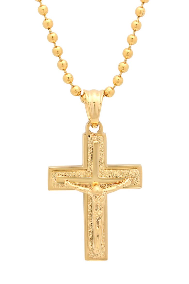18K Gold Cross Necklace, Main, color, GOLD