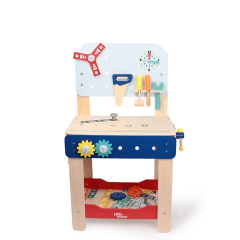 Master Workbench, Adjustable Wooden Tool Bench with Play Tools
