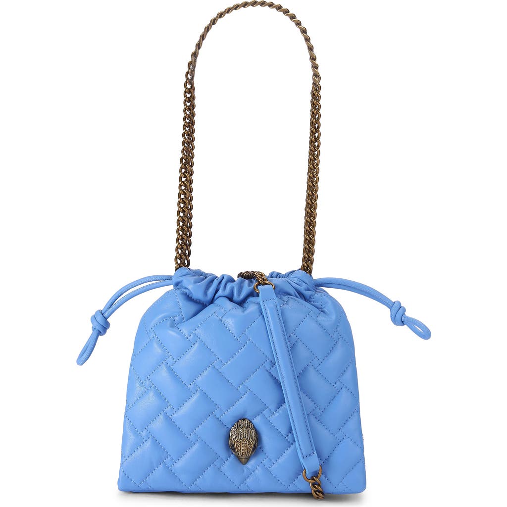 Kurt Geiger London Small Kensington Drawstring Quilted Leather Shoulder Bag In Medium Blue