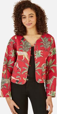 Yumi Animal Reversible Cropped Quilted Jacket