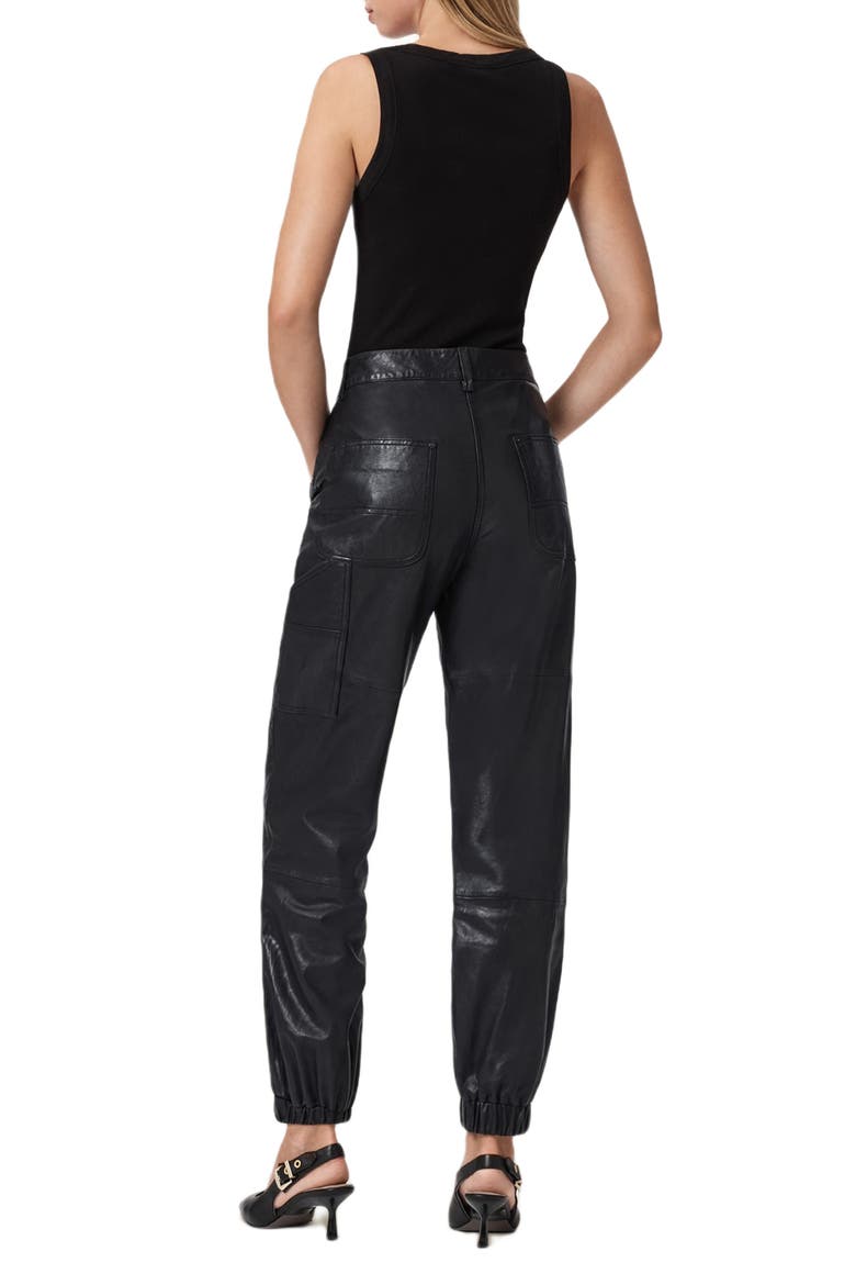 El Carpenter Leather Joggers, Alternate, color, BLACK