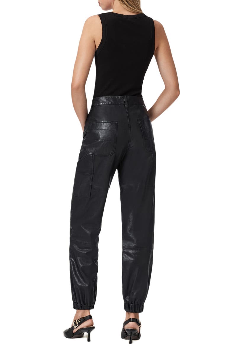 AllSaints El Carpenter Leather Joggers, Alternate, color, Black